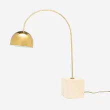 Harvey Guzzini, Table lamp, c. 1975, travertine, brass-plated steel