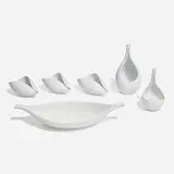 Stig Lindberg, Collection of six Veckla vessels, c. 1944, glazed porcelain