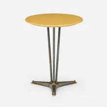 Maison Leleu, Occasional table, c. 1955, lacquered wood, patinated brass, brass