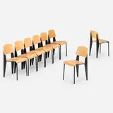Jean Prouvé, Standard chairs, set of eight