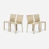 Mario Bellini, Cab chairs model 412, set of four, leather over enameled steel, plastic