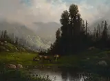 Carl Jonnevold, Deer watering; In Marin Co., California (a group of two)