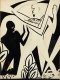 Winold Reiss, Mask Over City; Black Man and White Man (a group of two)