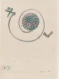 Max Ernst, Wunderhorn, 1969, Frottage, Farbkreide und Bleistift auf Arches-Velin