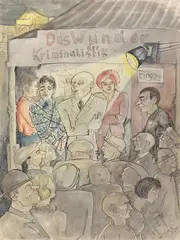 Bruno Voigt, Rummelplatz (Das Wunder der Kriminalistik), 1932, Aquarell, Tuschfeder und Deckweiß auf Papier