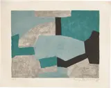 Serge Poliakoff, Composition grise, verte et bleue, 1966, Farblithografie auf BFK Rives-Velin