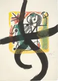 Aus: „Les Essències de la Terra by Joan Miró, 1968, Farblithografie über Tuschpinsel auf Perlmutt-Japan, sold Feb 2025