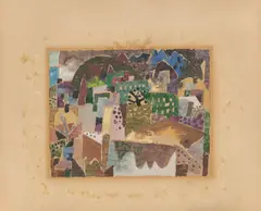 Eduard Bargheer, Case e Montagne, 1953, Aquarell über Bleistift auf Papier, aufgezogen auf Karton