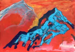 Bernd Zimmer, Berglandschaft, 1983, Acryl und Deckweiß auf Papier