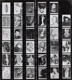 Man Ray, Kontaktbogen mit 35 Photographien der Tafeln 35–69 aus dem Buch „Photographs by Man Ray: 1920–1934, Paris, Silbergelatineabzug, vermutlich 1950er–Jahre