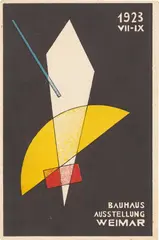 László Moholy-Nagy, 1923 VII – IX Bauhaus Ausstellung Weimar, 1923, Farblithografie auf leichtem Karton (Postkarte)