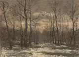 Karl Buchholz, Winternachmittag im Webicht bei Weimar, 1884, Öl auf Leinwand. Doubliert