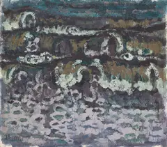 Otto Manigk, Wellen, 1938, Öl auf Karton, auf Karton aufgezogen