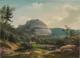Deutsch, um 1820, Blick auf den Berg und das Dorf Oybin, Öl auf Leinwand