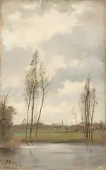 Paul Baum, Landschaftsstudie, 1888, Öl auf Leinwand auf Karton