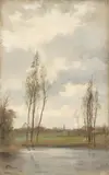 Paul Baum, Landschaftsstudie, 1888, Öl auf Leinwand auf Karton