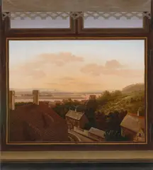 Karl Gustav Nieritz, Blick von Loschwitz nach Dresden, 1820, Öl auf Leinwand. Doubliert