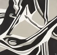 Ernst Otto Köpke, Komposition Schwarz, Weiß, Grau, 1970, Kunststoff-Dispersionsfarben auf Leinwand