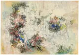 Bernard Schultze, 6/21/57, 1957, Gouache, Farbkreide und Tuschfeder auf Papier, auf Leinwand aufgezogen
