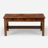Library table, model 619 by Gustav Stickley, 1905-12, oak, iron, sold Sep 2021