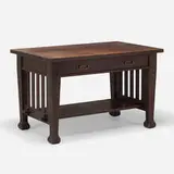 Roycroft, Library table, model 18, c. 1912, oak, patinated copper