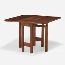 Drop-leaf table, model 638 by Gustav Stickley, c. 1910, oak, sold Sep 2021