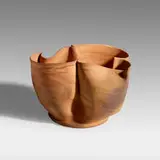 Exceptional vase by George E. Ohr, 1898-1910, scroddled bisque earthenware, sold Sep 2021
