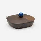 Marie Zimmermann, Covered dish, c. 1920, hand-hammered copper, lapis lazuli