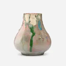 Experimental vase by Hugh C. Robertson for Dedham Pottery, 1896-1908, glazed stoneware, sold Sep 2021