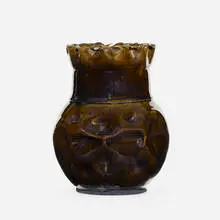 Vase by George E. Ohr, 1897-1900, glazed earthenware, sold Sep 2021