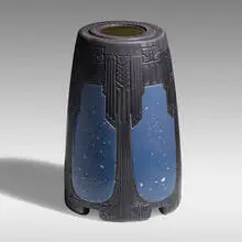 Adelaide Robineau, Important Night lamp base, 1922, carved and glazed porcelain