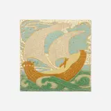 Grueby Faience Company, Tile with schooner