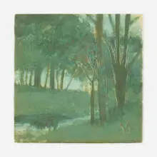 Charles Volkmar, Scenic tile, c. 1910, glazed earthenware