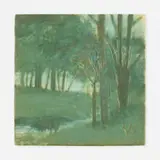 Charles Volkmar, Scenic tile, c. 1910, glazed earthenware