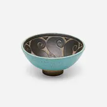 Bowl by René Buthaud, c. 1930, glazed earthenware, sold Sep 2021
