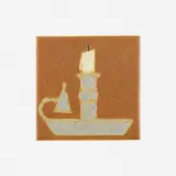 Grueby Faience Company, Rare tile with chamberstick