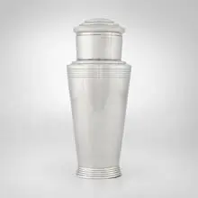 attribution Keith Murray, Cocktail shaker, c. 1935, silver-plated metal