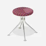 Alexander Girard, Stool, model 66308, 1968, cast aluminum, Alexander Girard Millerstripe upholstery