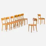 Florian Borkenhagen, Dining chairs, set of eight, c. 2015, beech