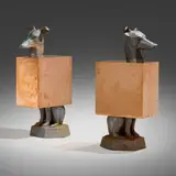 Boolean and Greyhound, pair by Piergiorgio Robino and Edoardo Trave for Studio Nucleo, 2017, welded and polished bronze, found objects, sold Feb 2025