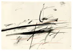 Ohne Titel by Peter Brüning, 1963, Tusche und Farbkreide auf Fabriano-Velin, sold Nov 2019
