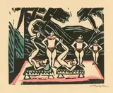 Max Pechstein, Akrobaten III, 1912, Holzschnitt auf Japan, schablonenkoloriert