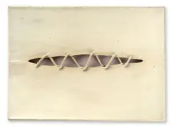 Lambert Maria Wintersberger, Ohne Titel, 1968, Öl auf Kordel und Leinwand