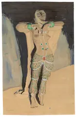 Walter Schnackenberg, Die Tänzerin Carmen Tortola Valencia, 1912, Aquarell, Tuschpinsel und Deckweiß über Bleistift auf Papier