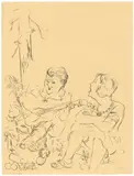 Ein Wanderliedchen by George Grosz, 1921, Rohrfeder und Feder auf bräunlichem Papier (Prägung: CANSON & MONTGOLFIER VIDALON), sold Jul 2020