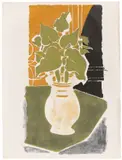 Georges Braque, Feuilles, couleur lumière“ (Lichtfarbene Blätter), 1953, Farblithografie auf ehemals gefaltetem Arches-Velin