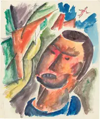 Franz Wilhelm Seiwert, Kopf, Um 1919, Aquarell und Feder in Schwarz auf Papier