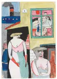 Erich Wegner, Strandstraße 3, 1922, Gouache, Tuschfeder und -pinsel über Bleistift auf Papier