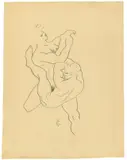 La lutte by Jean Cocteau, 1957, Bleistift auf Pauspapier, auf leichten Karton aufgezogen, sold Dec 2020