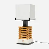 Garry Knox Bennett, STDBA #73 table lamp, 2016, acrylic, maple, copper, laminate, painted wood, enameled aluminum